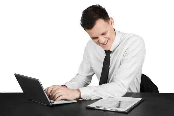 American businessman doing paperwork on studio — Stock Photo, Image