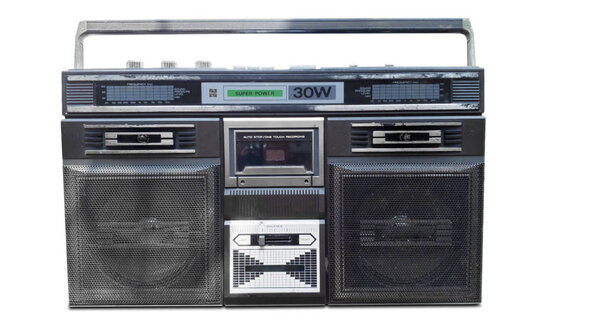 JAKARTA - Indonesia. June 21, 2019: Image of a black fashioned radio, isolated on white background