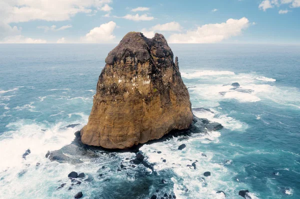 Beautiful seascape on Papuma beach with big rock — Stock Photo, Image