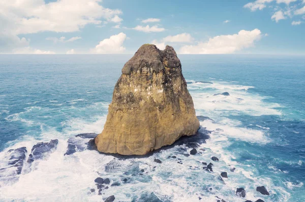 Beautiful seascape with big stone on Papuma beach — Stock Photo, Image