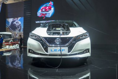 Giias 2019 görüntülenen Nissan Leaf araba