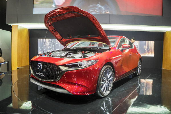 Mazda 3 car displayed at GIIAS 2019