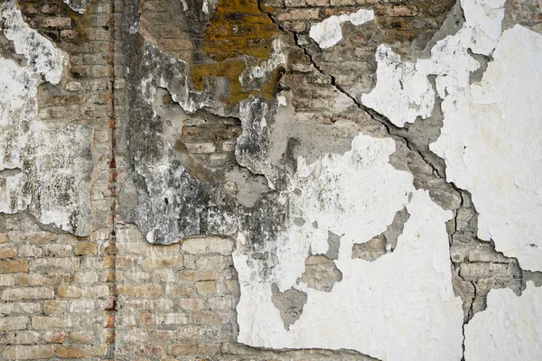 Gesso destruído na textura da parede de tijolo — Fotografia de Stock