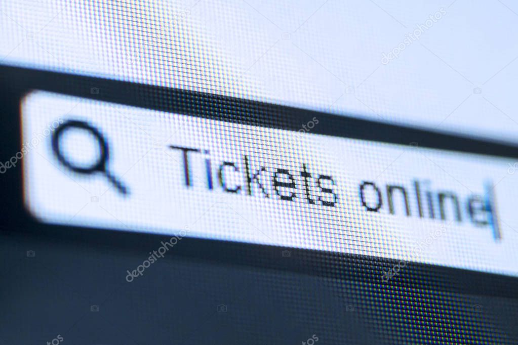 Browser tab with typed Tickets online text