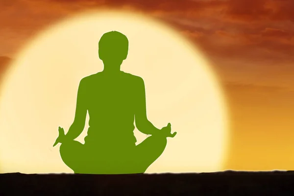 Woman meditating with Anahata chakra — Stock Photo, Image