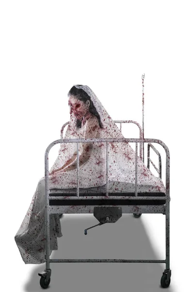 Strašidelná nevěsta, plazila se hořící stěnou — Stock fotografie