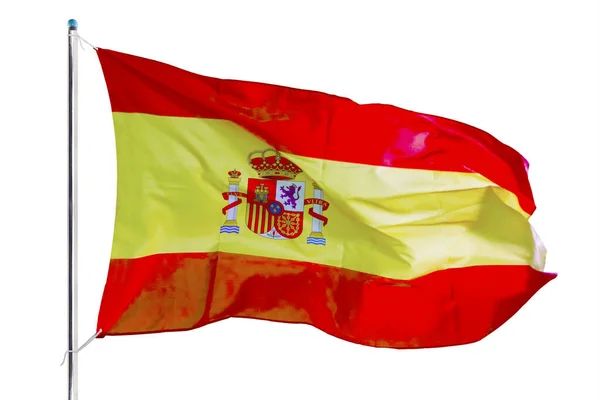 Hiszpańska flaga narodowa machająca na studio — Zdjęcie stockowe