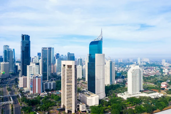 Jakarta Indonézia Május 2020 Gyönyörű Légi Kilátás Jakarta Városkép Alatt — Stock Fotó