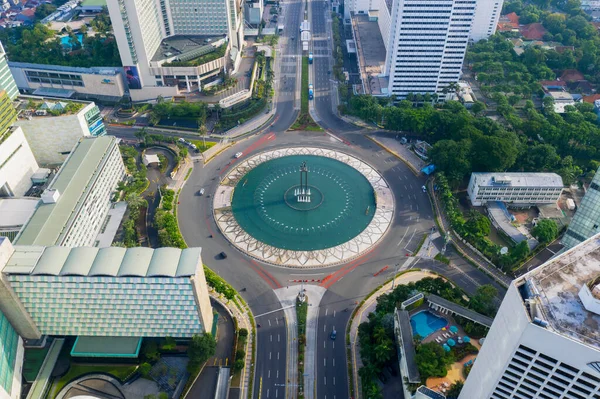 Jakarta Indonesia May 2020 Drone View Quiet Hotel Indonesia Roundabout — Stock Photo, Image
