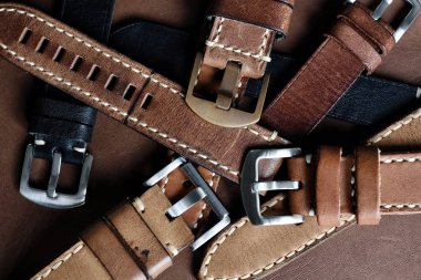 Saat kayışları, Beyaz üst dikişli Orijinal el sanatları İtalyan dana derisi deri, Şık kol saati kayışları Grubu, Erkek moda ve aksesuarları.