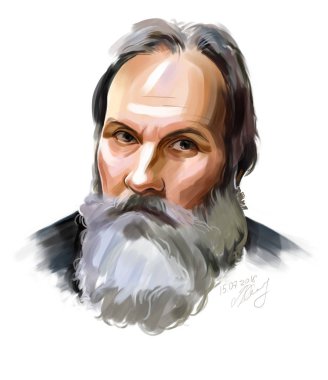 Elle yazılmış bir sakallı bir adam portresi