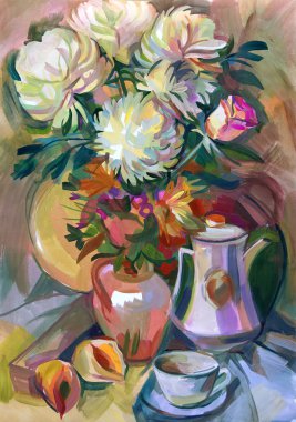 Natürmort bir buket çiçek