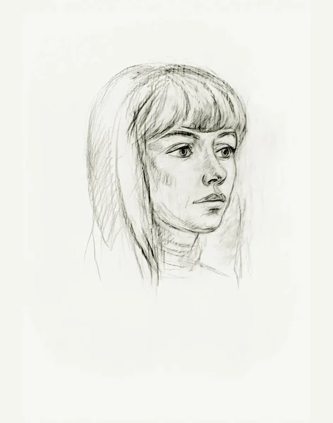 鉛筆を持つ少女の肖像画 — ストック写真