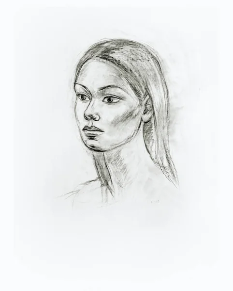 鉛筆を持つ少女の肖像画 — ストック写真