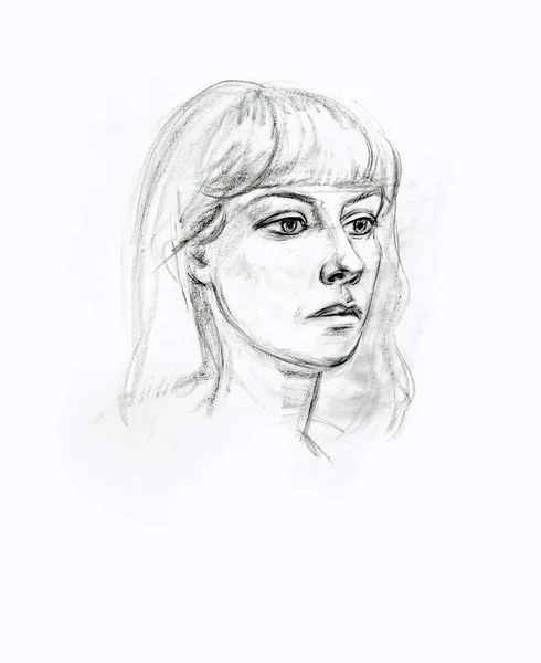 Porträtt av en flicka med en penna — Stockfoto