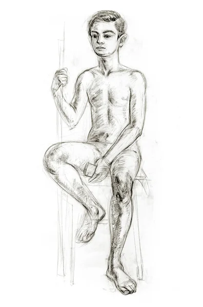 Academic figure drawing of a young guy — Stock Photo, Image