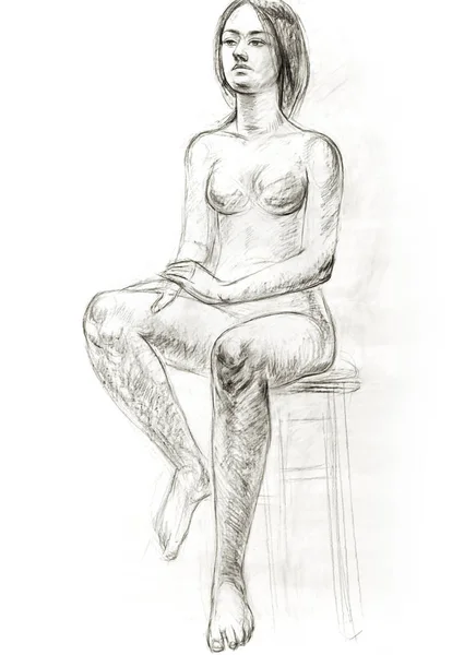 Academic figure drawing of a young girl