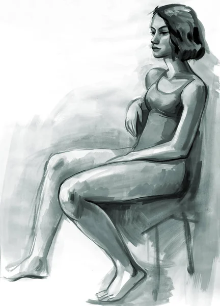Skiss av en kvinnlig figur — Stockfoto