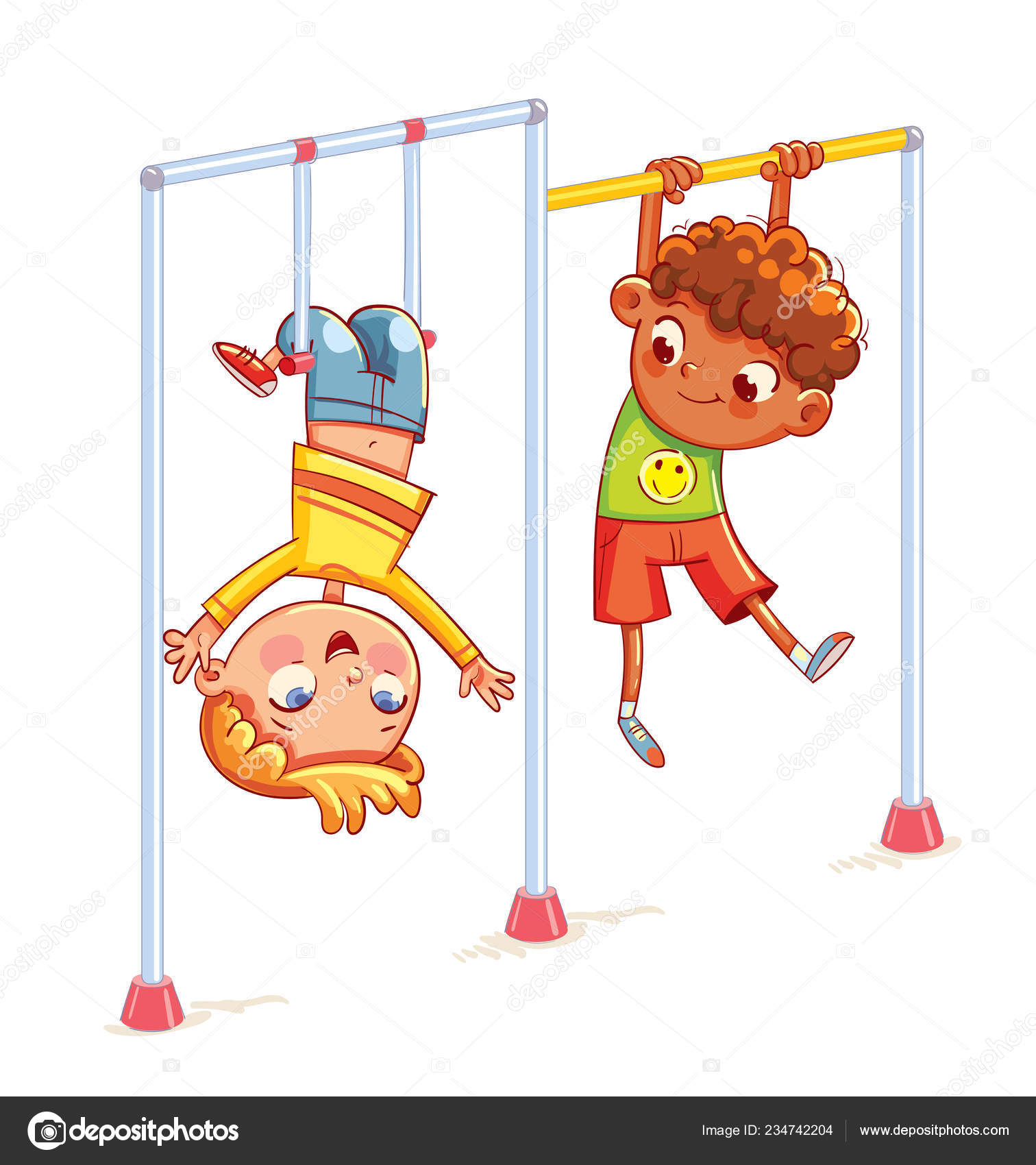 Little boy playing on the horizontal bar Stock Vector by ©kharlamova_lv  234742204, image size:1512x1700
