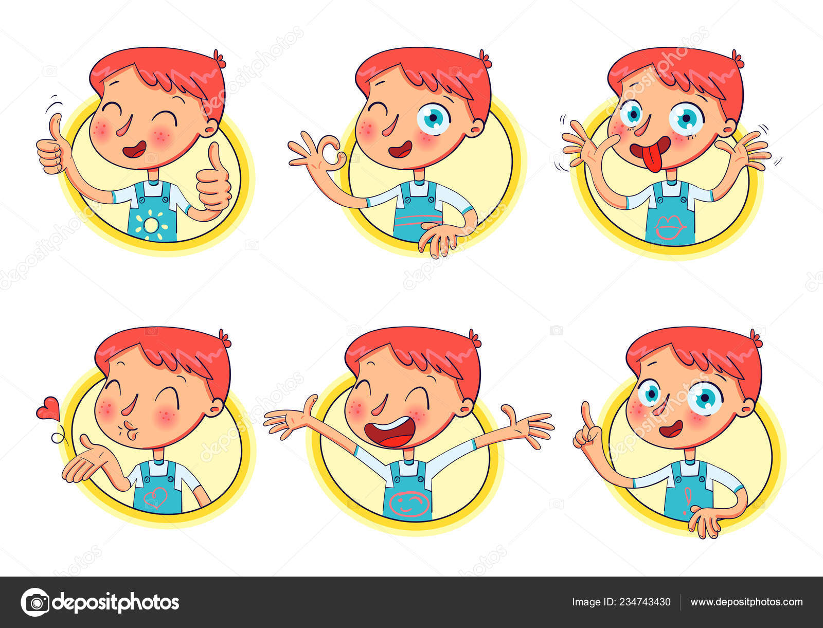 处于不同情况的男孩。有趣的鬼脸图库矢量图©kharlamova_lv 234743430, image size:1600x1221