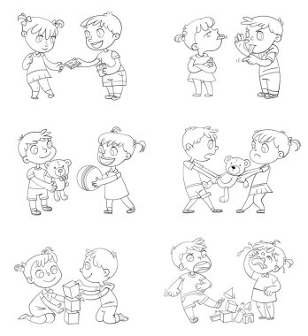 Good and bad behavior of a child clipart