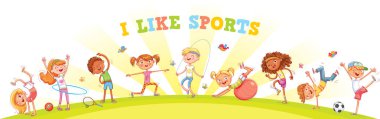 Çocuk spor doğa arka plan üzerinde farklı tür başlattık