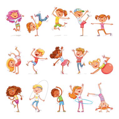 Children are engaged in different kinds of sports. Fitness. Dancing breakdance clipart