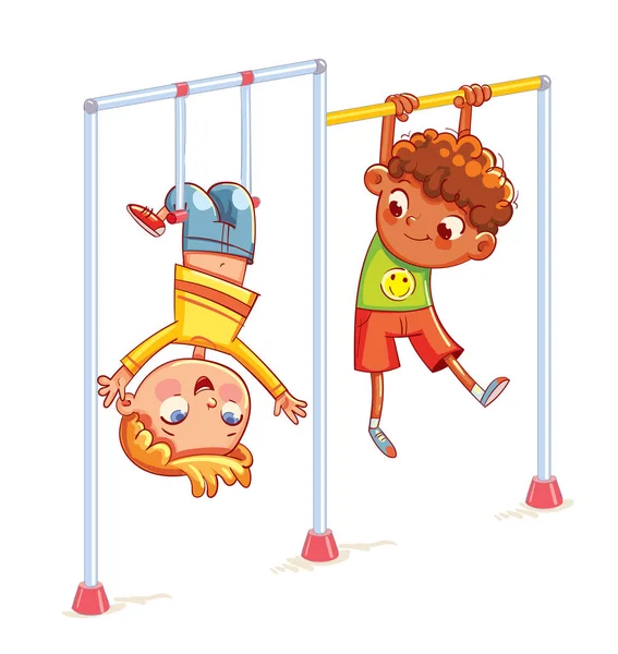 Little boy playing on the horizontal bar — Stock Vector