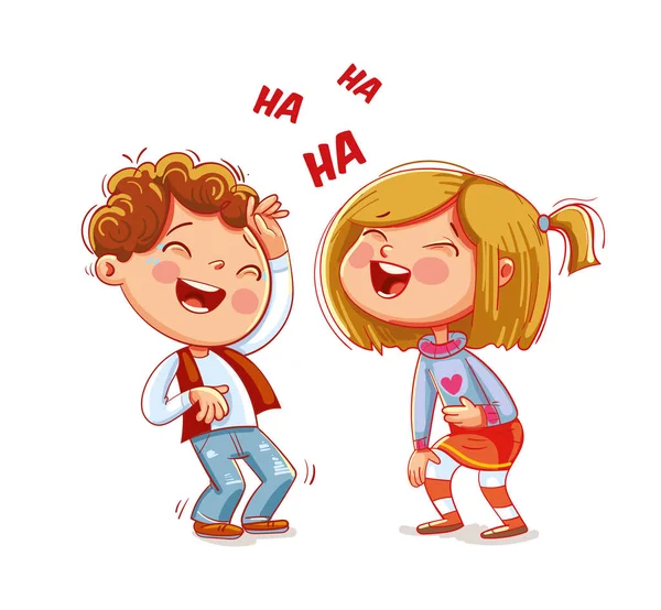 Les enfants rient. Drôle de personnage de dessin animé — Image vectorielle
