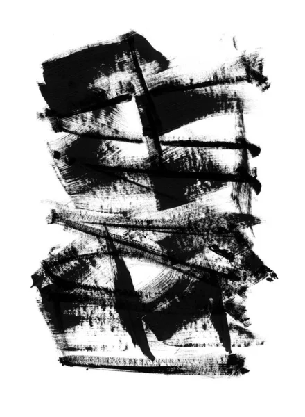 Black Grunge Brush Strokes Paint Spots Abstract Blotch White Paper — Stock Photo, Image