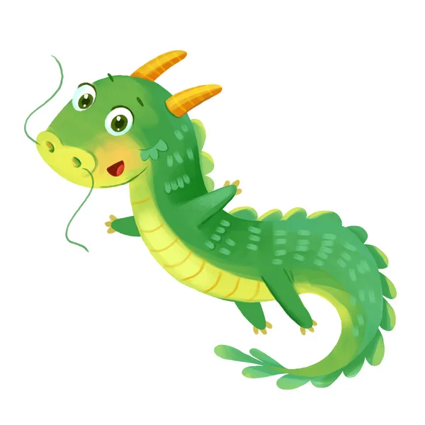 Joli Dragon Symbole Nouvel Chinois Drôle Personnage Dessin Animé Isolé — Photo