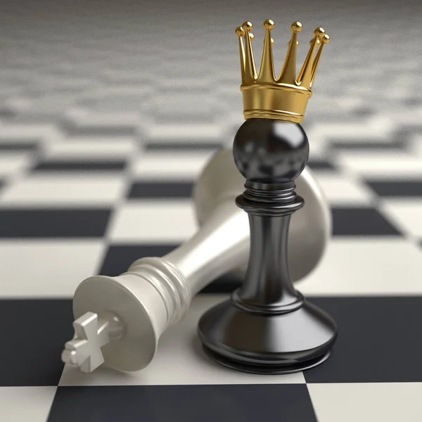 King Pawn Realistic Rendering Effect Low Depth Field — Stock Photo, Image