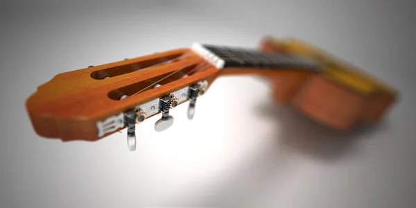 Acoustic Guitar Headstock Foreground Realistic Rendering Effect Low Depth Field — Stock Photo, Image