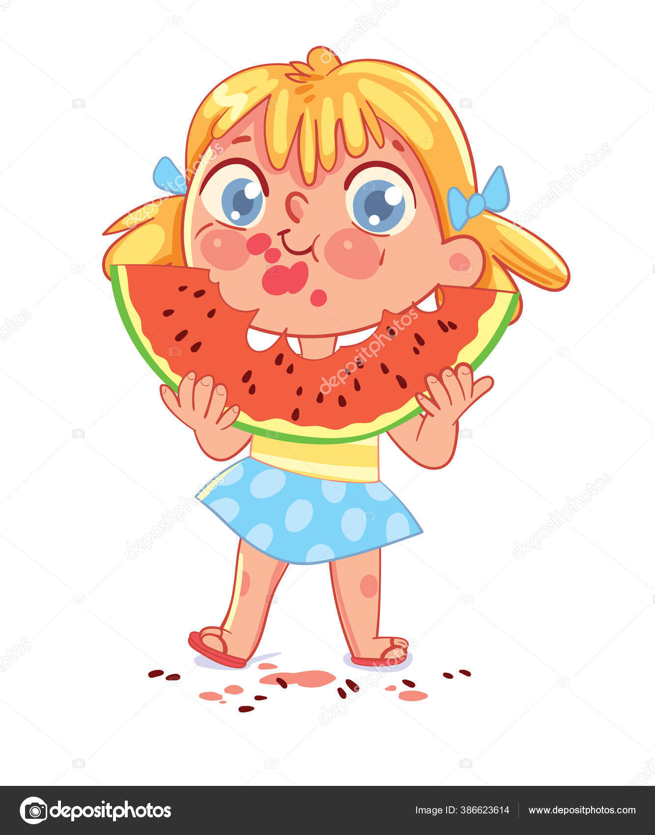 Girl Eating Big Slice Watermelon Spits Seeds Child Has Smeared Stock Vector Image by ©kharlamova_lv #386623614 Girl Eating Big Slice Watermelon Spits Seeds Child Has Smeared Stock Vector Image by ©kharlamova_lv #386623614