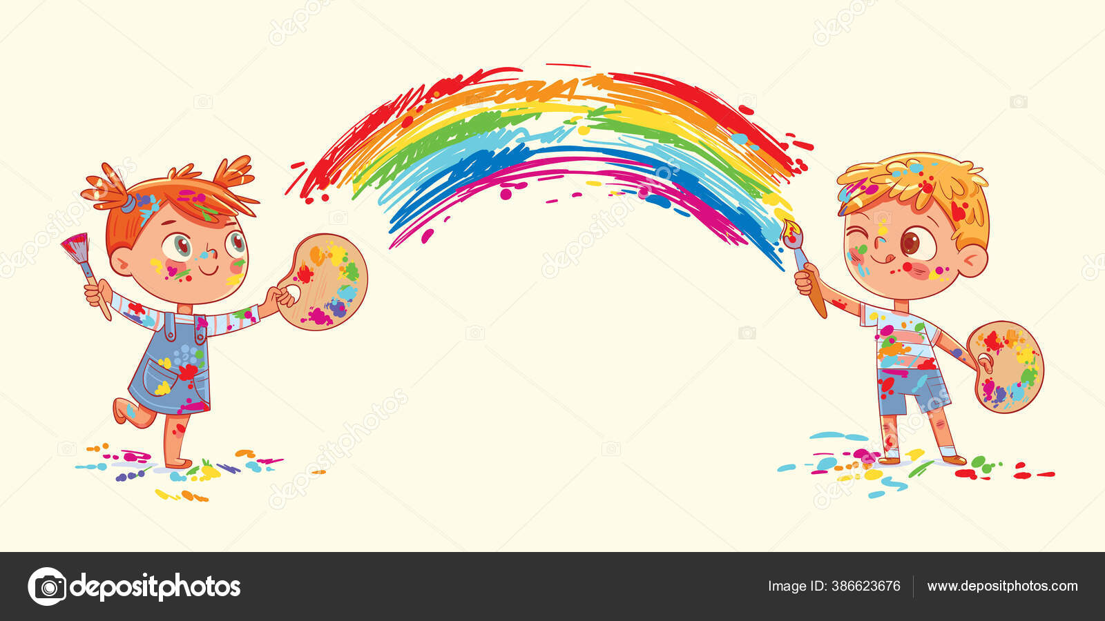 Boy Girl Draw Rainbow Together Funny Kids Were Messing Paint Stock Vector Image By C Kharlamova Lv Boy Girl Draw Rainbow Together Funny Kids Were Messing Paint Stock Vector Image By C Kharlamova Lv
