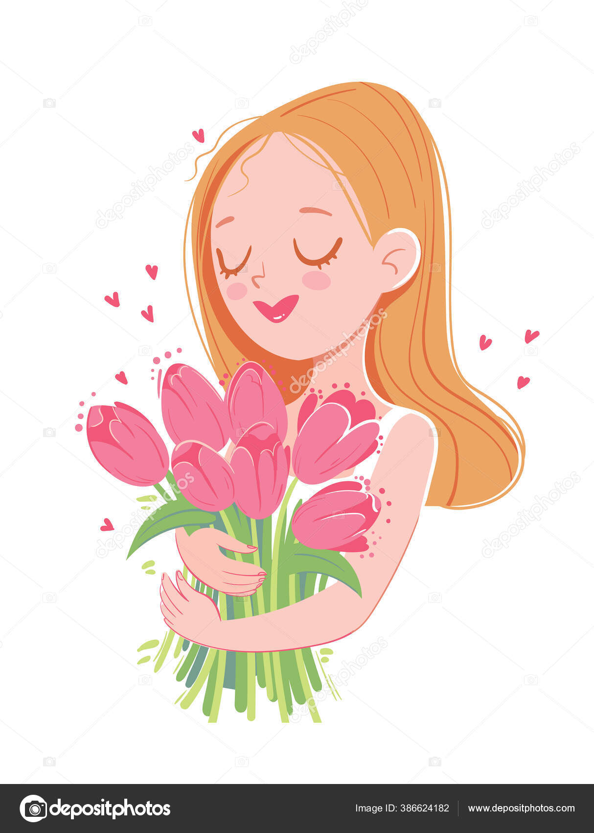 Greeting Card Mother's Day International Women's Day Girl Holds Bouquet Stock Vector Image by ©kharlamova_lv #386624182 Greeting Card Mother's Day International Women's Day Girl Holds Bouquet Stock Vector Image by ©kharlamova_lv #386624182