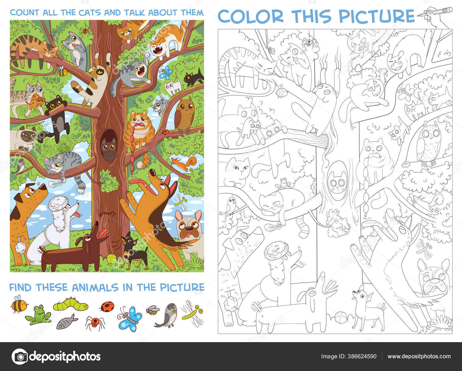 Encontrar dois mesmos gatos colorir jogo livro imagem vetorial de  izakowski© 332474868