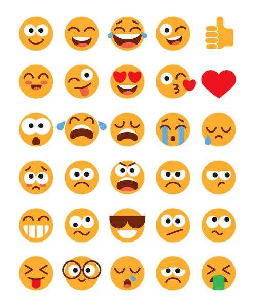 Pacote Emoji Conjunto Emojis Clássicos Engraçados Estilo Plano Isolado Fundo — Vetor de Stock