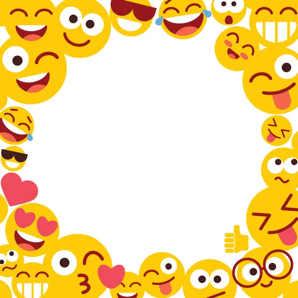 Cornice Fotografica Con Sorrisi Divertenti Emoticon Spazio Vuoto Testo Set — Vettoriale Stock