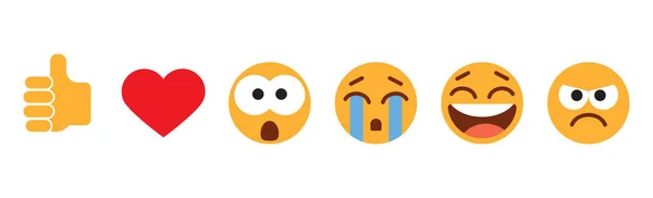 Modern Plat Ontwerp Emoji Set Met Verschillende Reacties Voor Sociaal — Stockvector