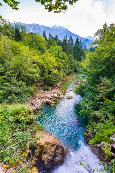 Cascada Del Desfiladero Vintgar Eslovenia Parque Nacional Triglav Agua Dulce — Foto de Stock