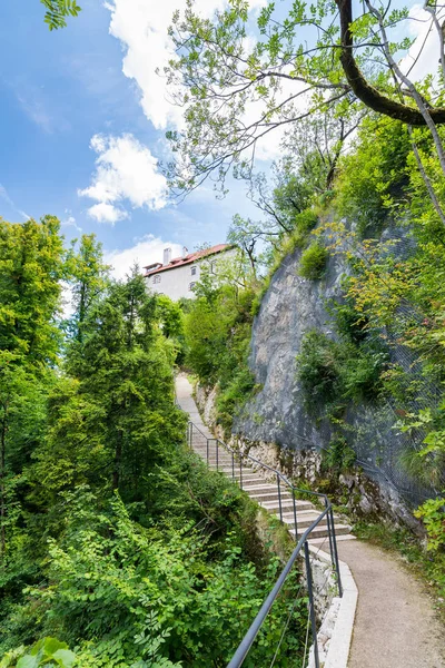 Merdiven Kaleye Bled Slovenya Göl Kenarında Inşa Tarihi Antik Kale — Stok fotoğraf