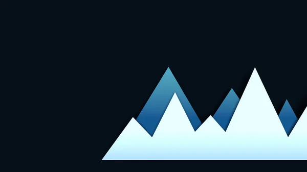 Montaña en invierno ilustración de arte plano. Montaña azul claro en primer plano, fondo de montaña azul oscuro. Estilo de gradiente moderno, utilizable como tarjeta de felicitación de Navidad o invierno — Foto de Stock