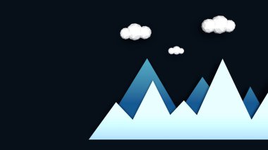Kışın dağlar soyut Illustration. Yukarıda düşük Poly bulutlar ile Mavi degrade dağlar. Gece kış peyzaj kavramı. Modern ve düz tarzı Noel tebrik kartı olarak kullanılabilir.