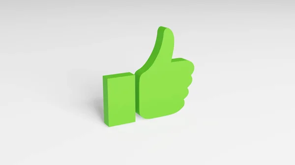 Green Thumb Symbol Placed White Desk Gesture Agreement Render — Stock Photo, Image
