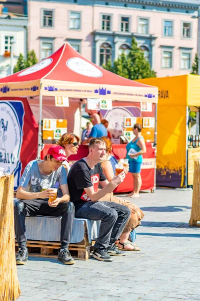 Brno Czech Republic 2020 Peoples Visiting Beer Celebration Festival Brno — Stock Photo, Image