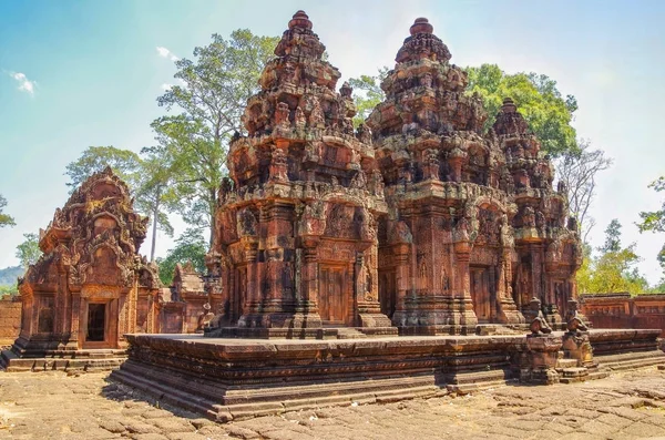 Banteay Srei Templo Rosa Ciudadela Las Mujeres Ciudadela Belleza Está — Foto de Stock