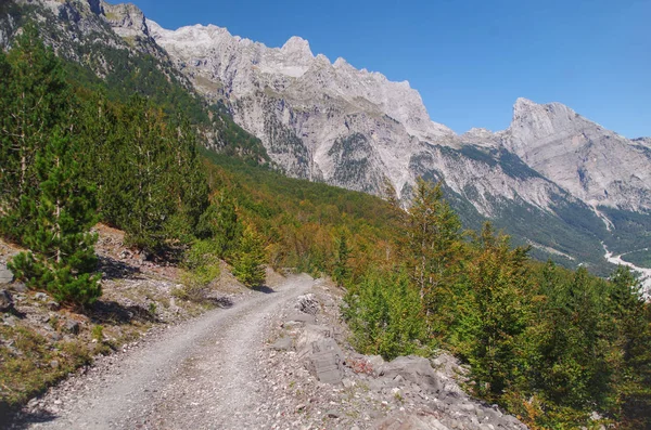 Malebnou Podzimní Krajina Albánské Alpy Prokletije Nebo Hor Prázdné Hory — Stock fotografie