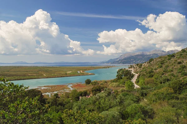 Панорамним Видом Канал Vivari Іонічне Море Butrint Національний Парк Сайт — стокове фото