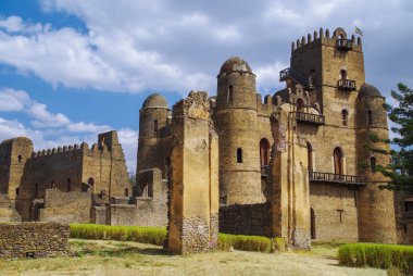 Fasilides Castle, founded by Emperor Fasilides. Fasil Ghebbi (Royal Enclosure) is the remains of a fortress-city. Its unique architecture shows diverse influences including Nubian styles. UNESCO World Heritage Site. Ethiopia, Amhara Region, Gondar clipart